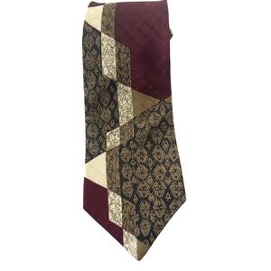 Geometric Necktie Burgundy Beige Brown‎ Patterned Menswear Business Casual